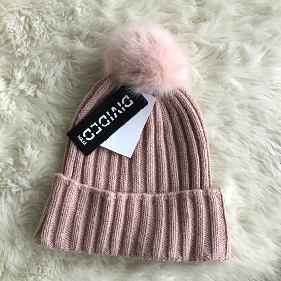 H&M Accessories - NWT H&M Pink Hat w/ Furry Pom Pom